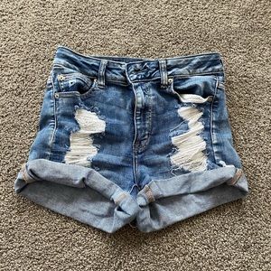 High Waisted Ripped Jean Shorts